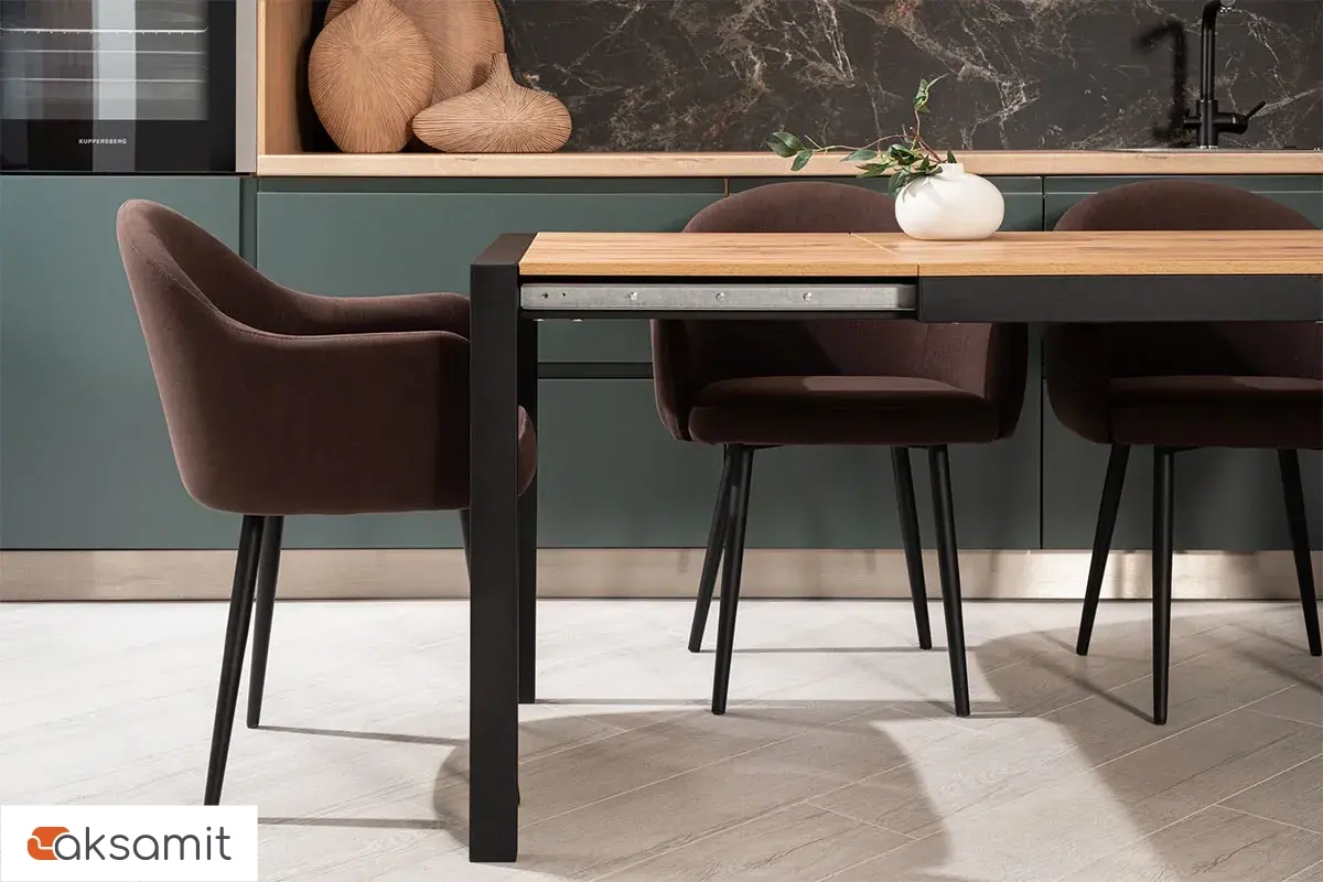 Стол обеденный Этно (Дуб вотан / Рама черная / Металл черный)