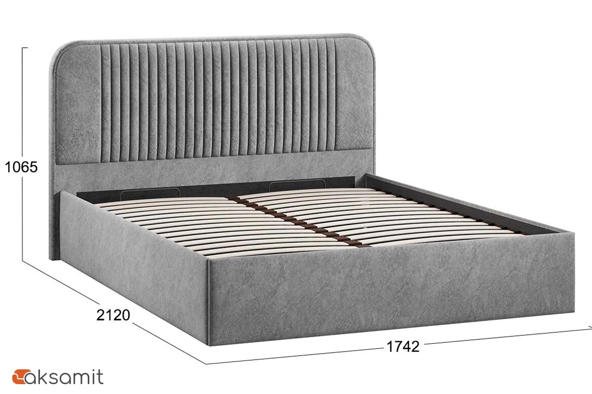 Кровать Тиффани c ПМ Тип 1 без заглушины 160х200 (Микровелюр/Wellmart Silver)