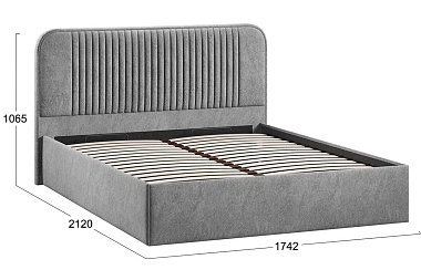 Кровать Тиффани c ПМ Тип 1 без заглушины 160х200 (Микровелюр/Wellmart Silver)