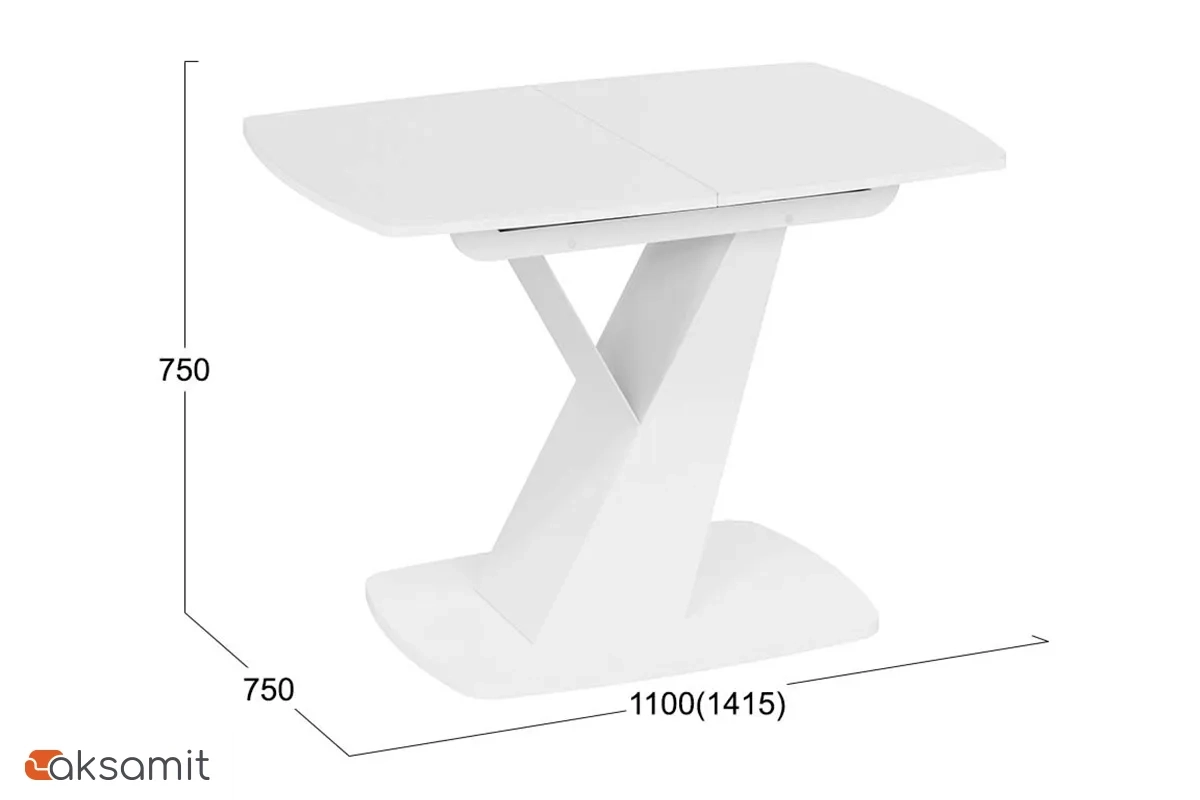 Стол обеденный Гарда Тип 1 (Белый / Стекло матовое белое)