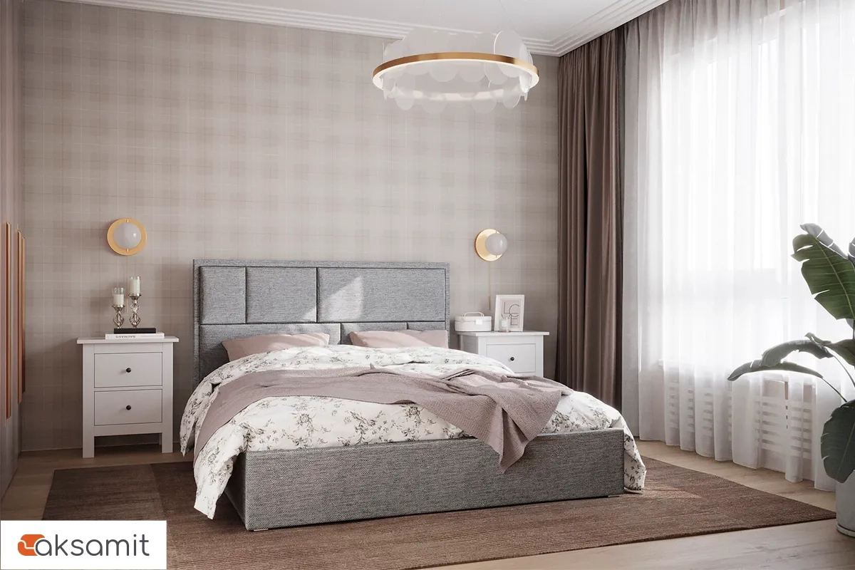 Кровать Madison с ПМ 140х200 (Рогожка / Серая) 72306323 Кровать Madison с ПМ 140х200 (Рогожка / Серая) 72306323