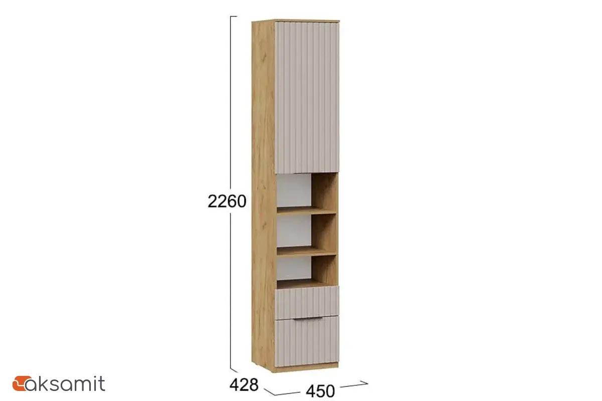 Шкаф комбинированный Хилтон с 1 дверью (2 ящика) Исп.2 (Дуб Крафт золотой / Мокко матовый)