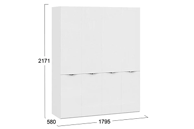 Шкаф комб. 4х-дверный со стеклом Глосс СМ-319.07.441 (Белый Глянец)