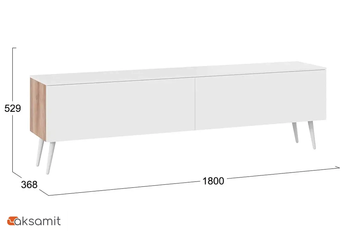Тумба Порто СМ-393.03.011 для теле- и радиоаппаратуры с опорами (Яблоня Беллуно/Белый софт/Белый)
