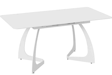Стол обеденный Конкорд раздвижной Тип 2 (Белый муар/Стекло матовое белое)