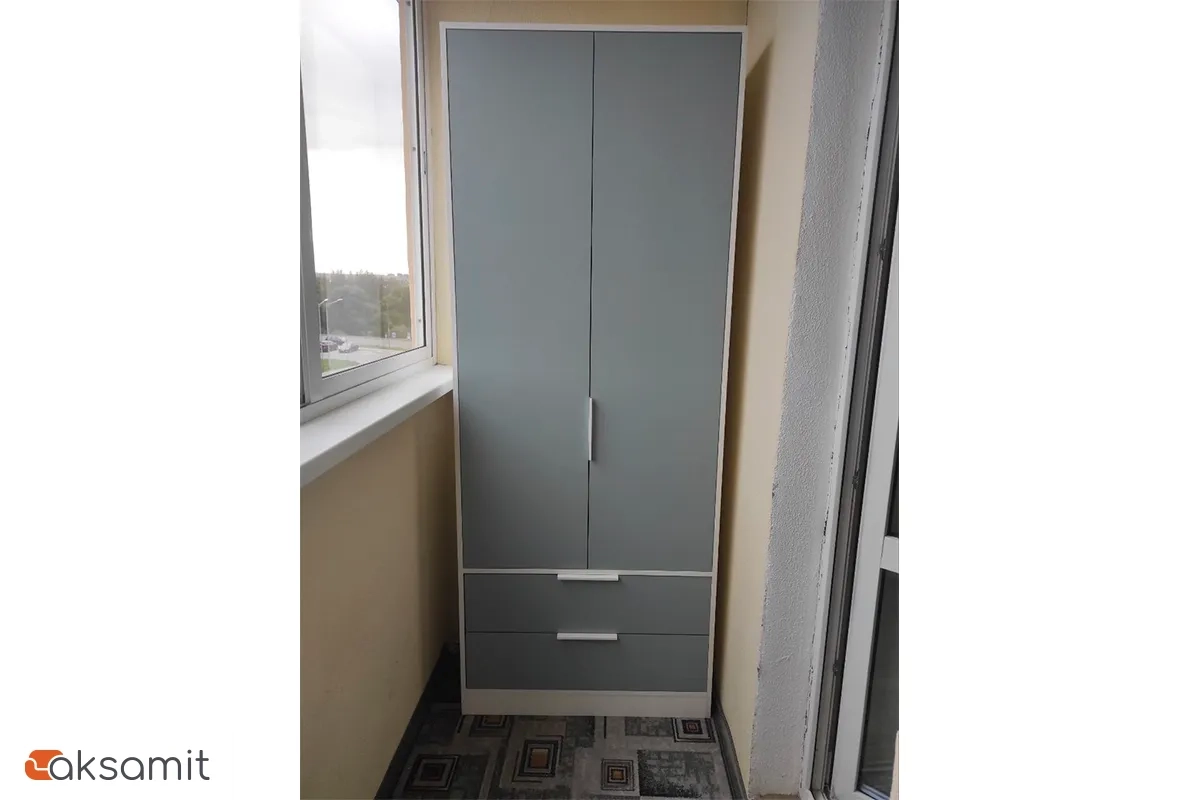 Шкаф для одежды Марли (Белый/Серо-голубой)