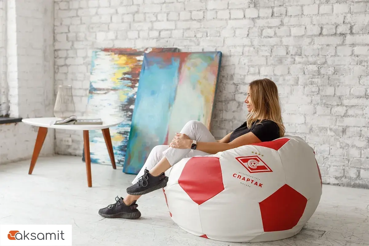 Кресло Мяч (Экокожа) Экокожа Бело-Красный