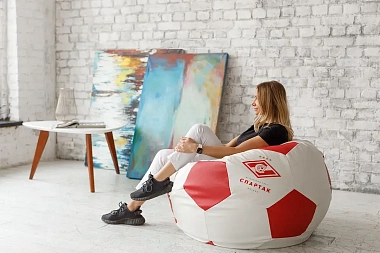 Кресло Мяч (Экокожа) Экокожа Бело-Красный