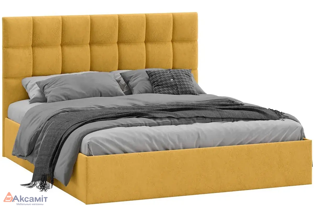 Кровать Эмбер с ПМ 160х200 Тип 1 (Микровелюр/Wellmart Yellow)