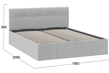 Кровать Лора с ПМ 160х200 (Велюр/Confetti Silver)
