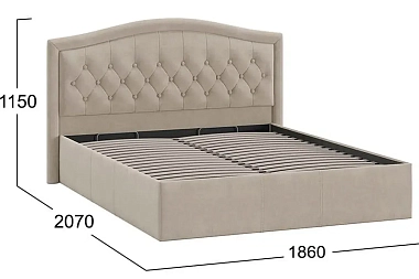 Кровать Адель с ПМ без заглушины 160х200 Тип 1 (Велюр/Мокко светлый)