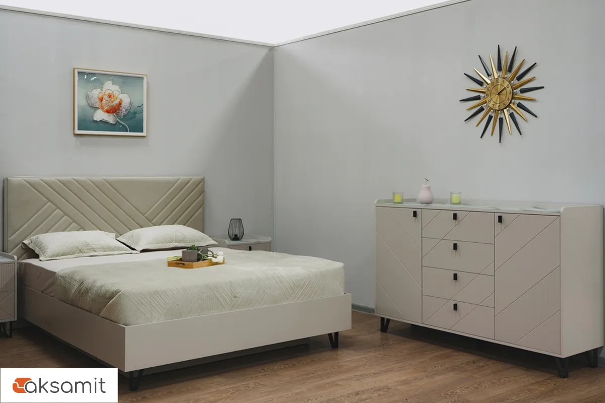 Кровать Кашемир с мягким изголовьем и ПМ 160х200 (Кашемир/Сантьяго)