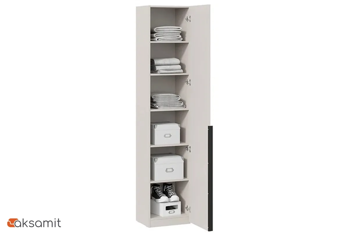 Шкаф для белья Порто СМ-393.07.212 (366) с 1 зеркальной дверью (Кашемир матовый / Кашемир матовый)