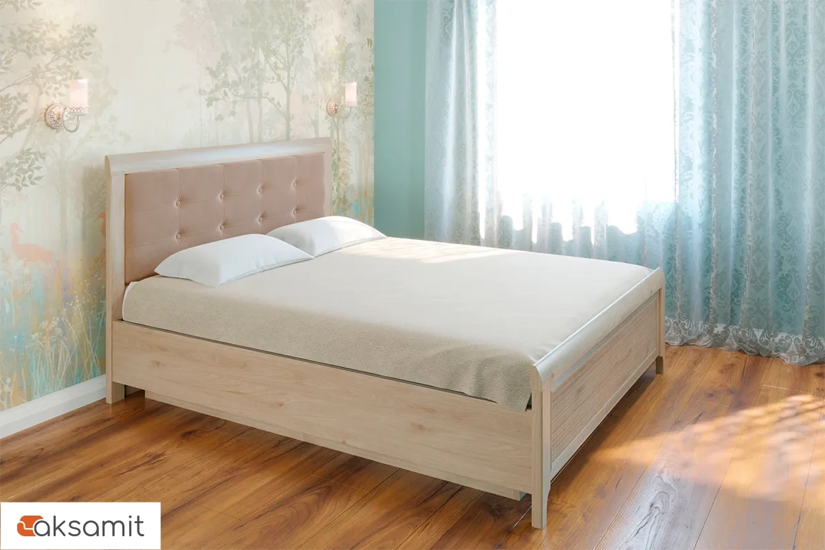 Кровать КР-1034-ГС-В с ПМ 180х200 (Гикори Джексон светлый/Велюр) Кровать КР-1034-ГС-В с ПМ 180х200 (Гикори Джексон светлый/Велюр)