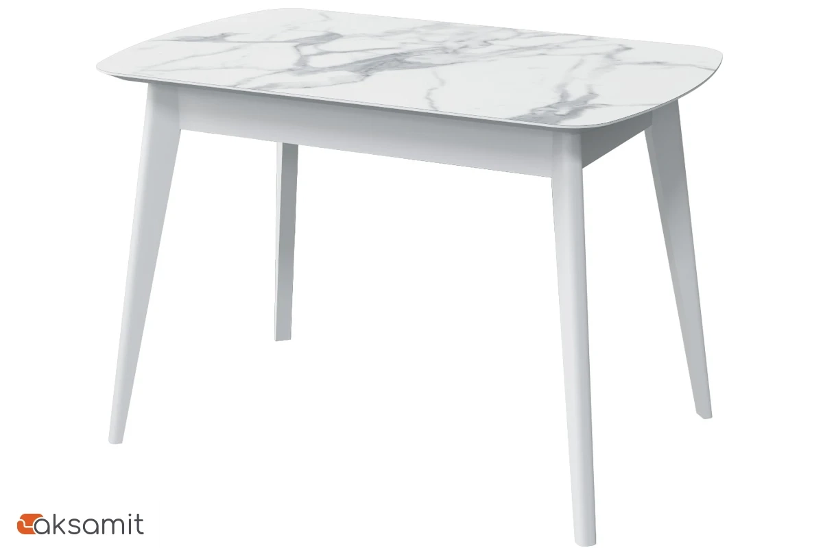 Стол Прайм раздвижной 1200 (Мрамор Белый/ПУ белый)