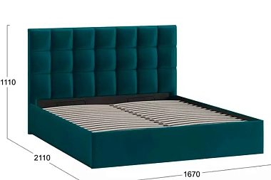 Кровать Эмбер с ПМ 160х200 без заглушины (Велюр/Confetti Izumrud)