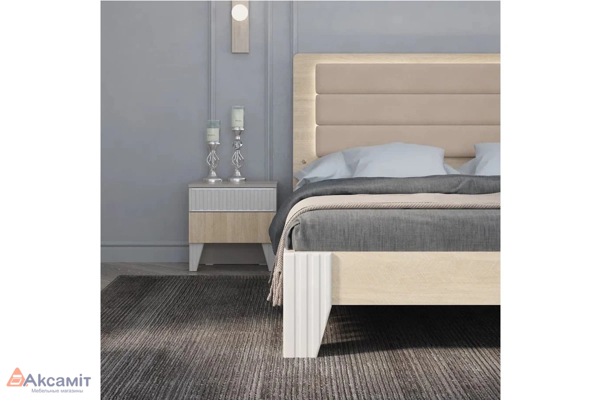 Кровать с подсветкой Беатрис Мод. 1.3 180х200 (Палермо/Софт латте)