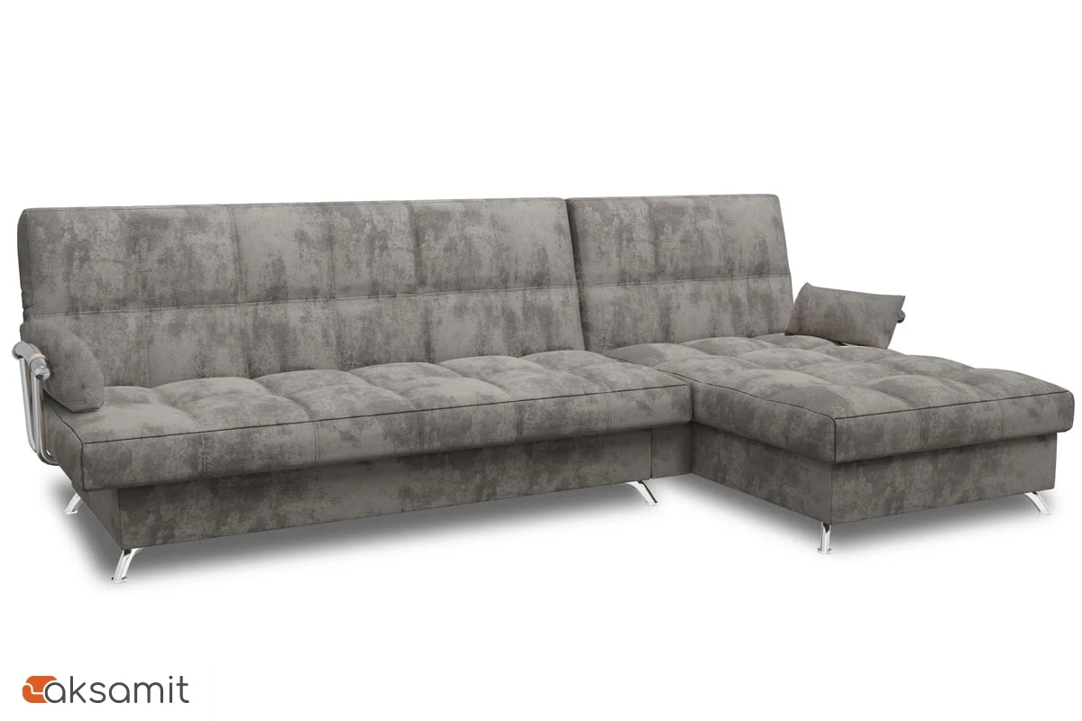 Угловой диван Регина-45.2 Финка ДКУ с хром. боковинами Siesta Грей