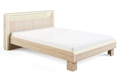 Кровать Оливия с подсветкой, без ящика 180х200 (Дуб сонома / Ваниль)