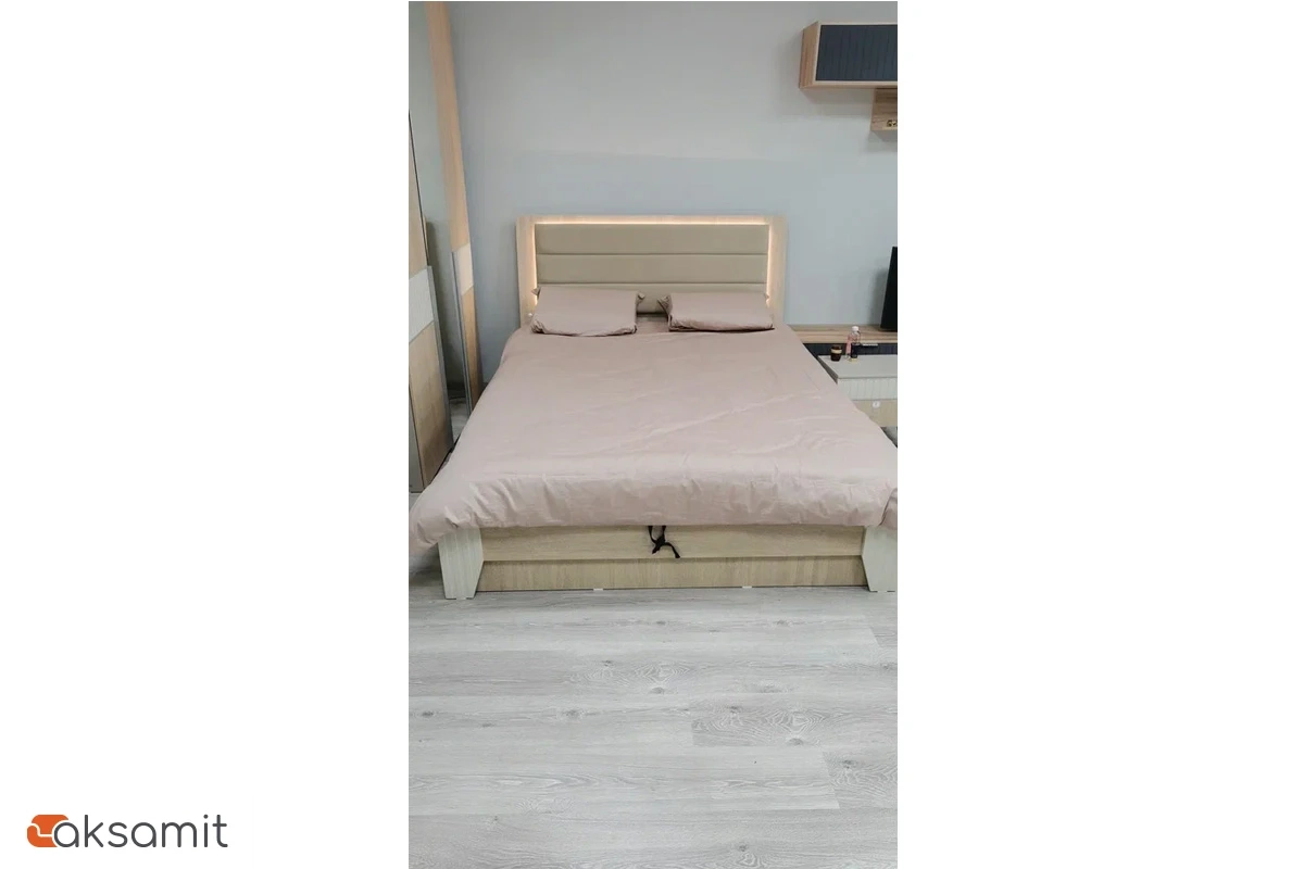 Кровать с подсветкой Беатрис с ПМ 160х200 (Палермо/Софт латте) Кровать с подсветкой Беатрис с ПМ 160х200 (Палермо/Софт латте)
