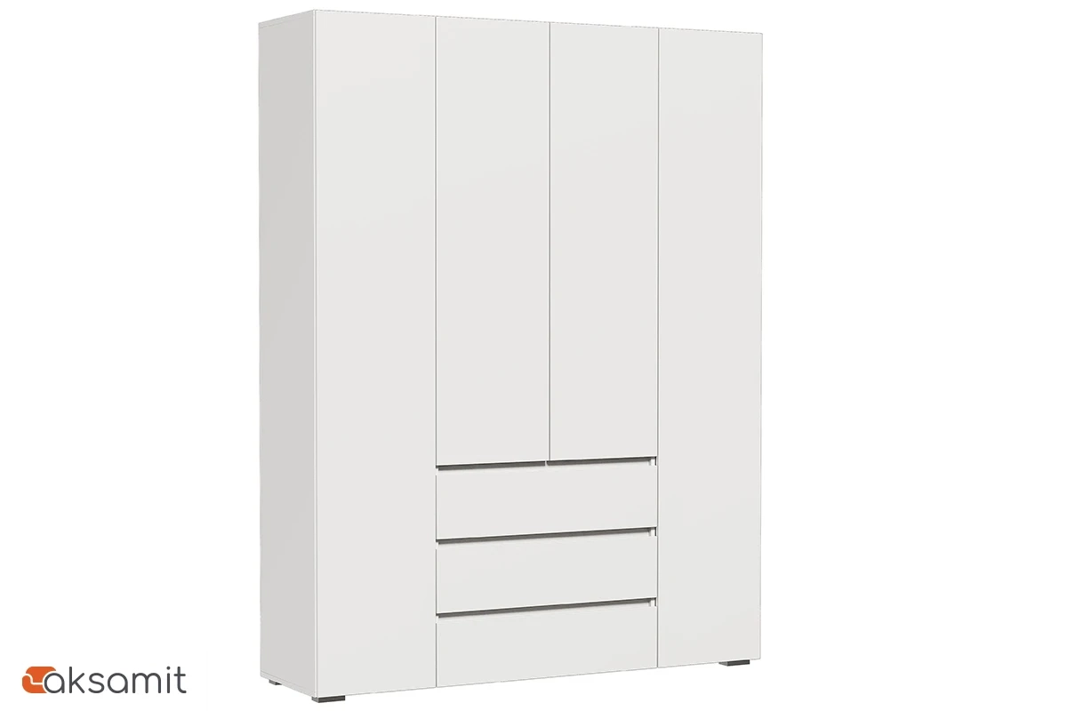 Шкаф 4-створчатый с ящиками Веста (Белый)