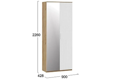 Шкаф комбинированный Хилтон с 2 дверями Исп.2.1 (Дуб Крафт Золотой/Белый матовый)
