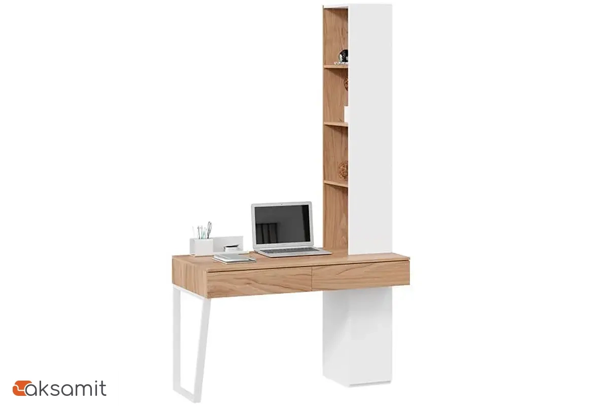 Стол письменный со шкафом Порто СМ-393.15.012 (Белый жемчуг/Яблоня беллуно/Белый софт)