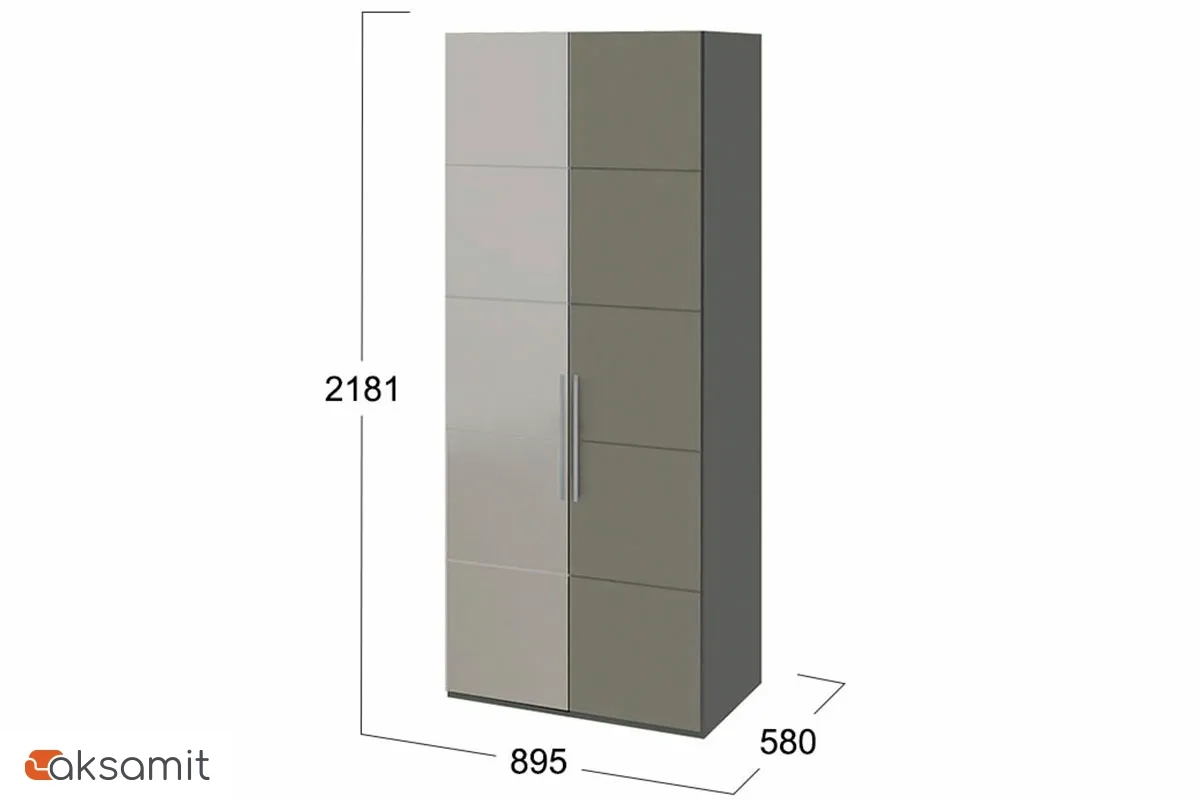 Шкаф для одежды с 2 дверями Наоми СМ-208.07.04 (Зеркало+Глухая) L (Фон серый/Джут)