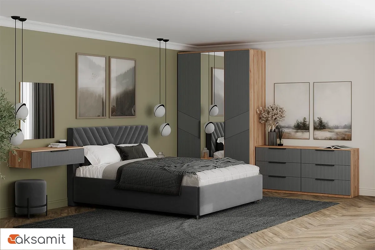 Комод широкий Астория 18 (Дуб кастелло медовый / Графит софт)