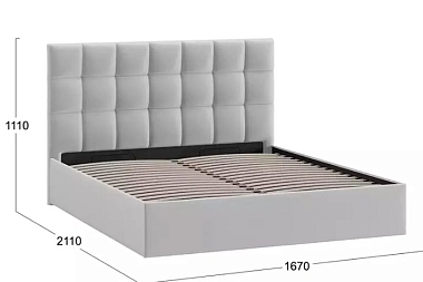 Кровать Эмбер с ПМ 160х200 без заглушины (Велюр/Confetti Silver)