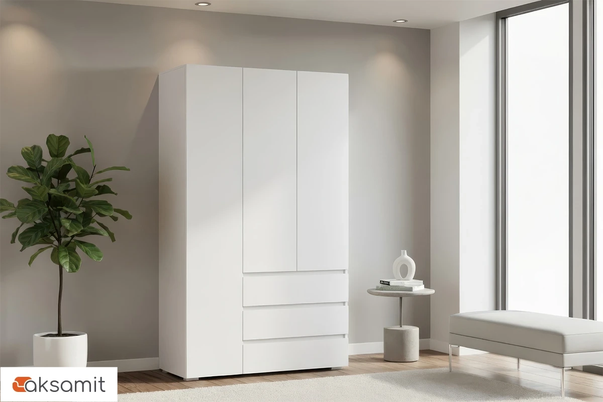 Шкаф 3-створчатый с ящиками Веста (Белый)