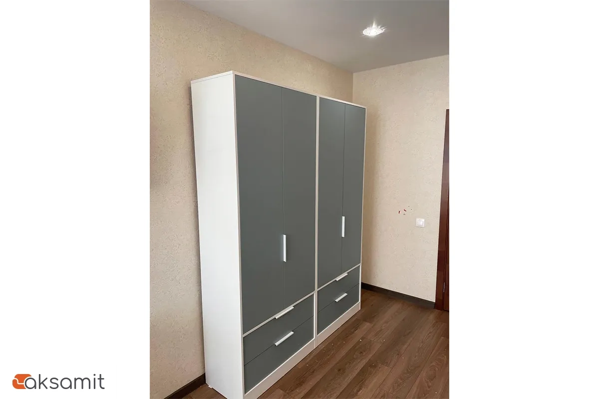 Шкаф для одежды Марли (Белый/Серо-голубой)