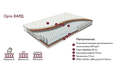 Матрас Орто Хард  160х200 трикотаж Матрас Орто Хард  160х200 трикотаж