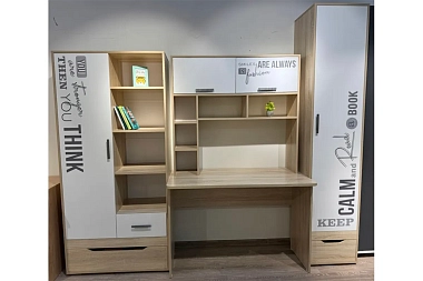 Молодёжная Джуниор (Дуб сонома св. / Белый / фотоп.)