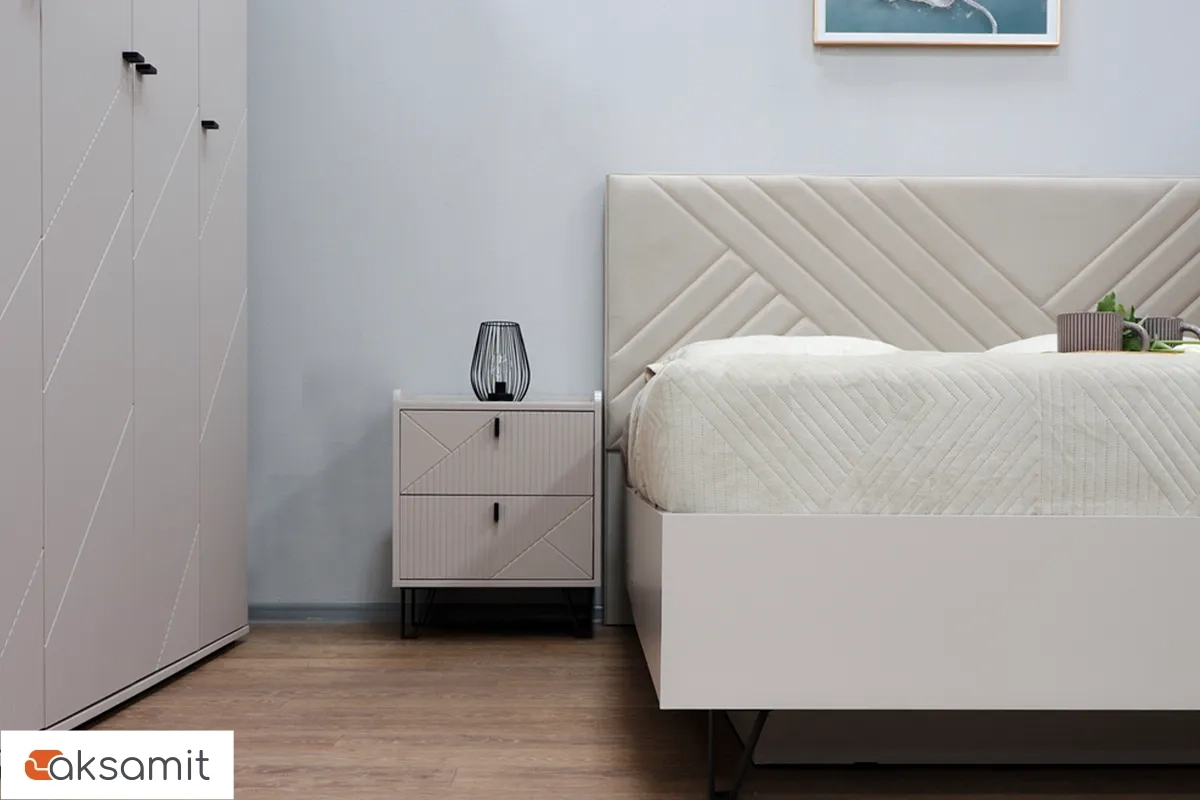 Кровать Кашемир с мягким изголовьем и ПМ 160х200 (Кашемир/Сантьяго)