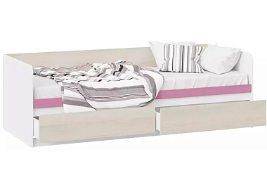 Кровать с накладкой Сканди СМ-386.12.002 (Дуб Гарден/Белая/Лиловый)