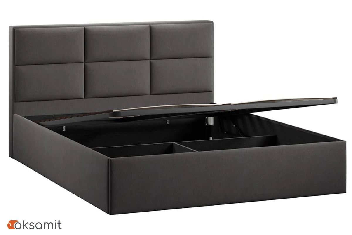 Кровать Стелла с ПМ Тип 1 и заглушиной 140х200 (Велюр / Графит)