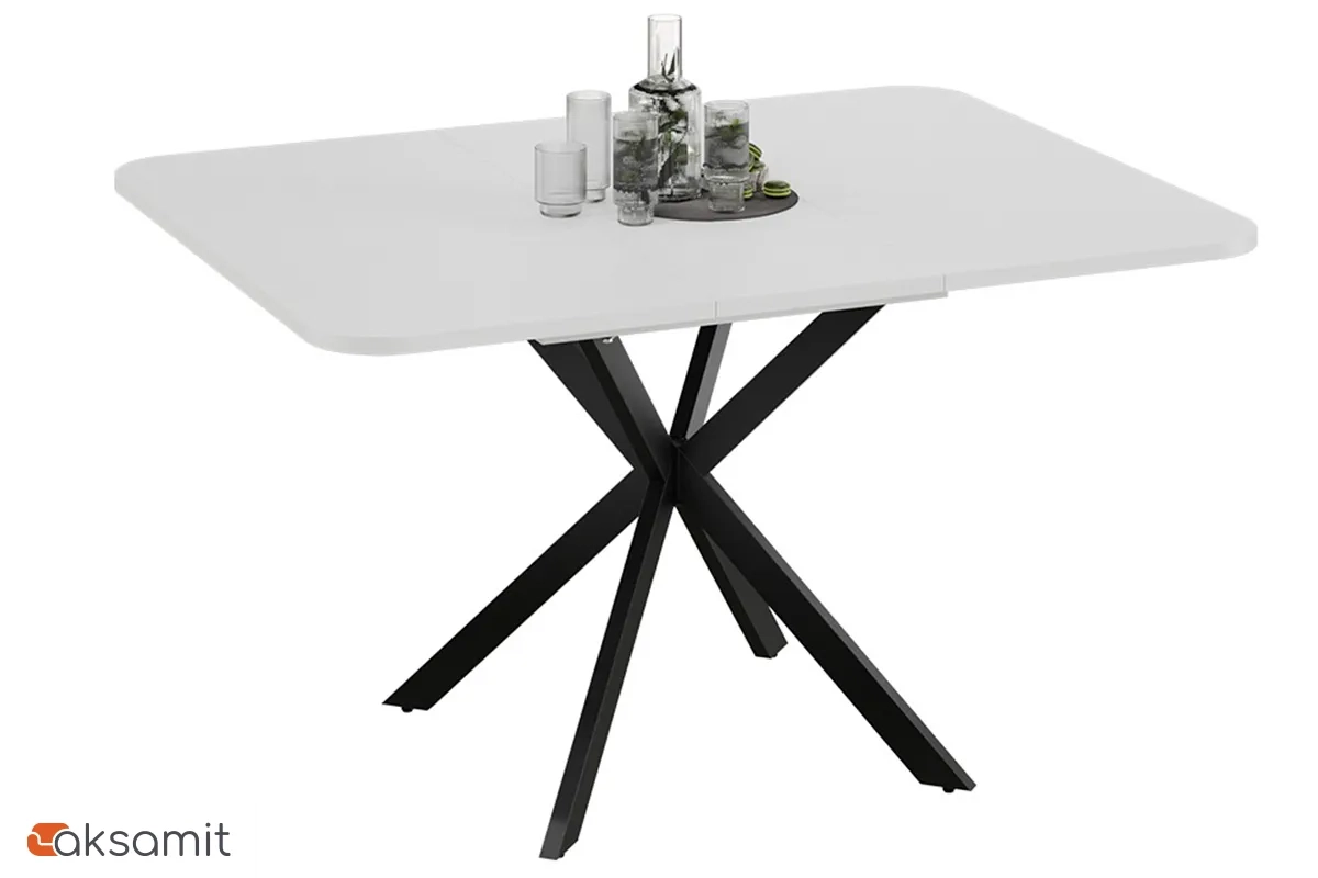 Стол обеденный Лиссабон раздвижной Тип 1 (Черный муар / Белый)