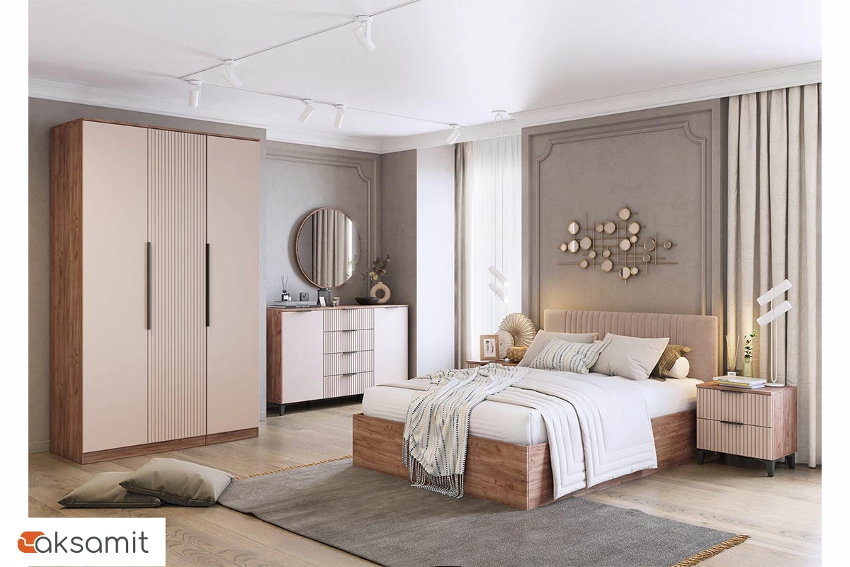 Тумба прикроватная Тоскана (Дуб Табачный/Бисквит)