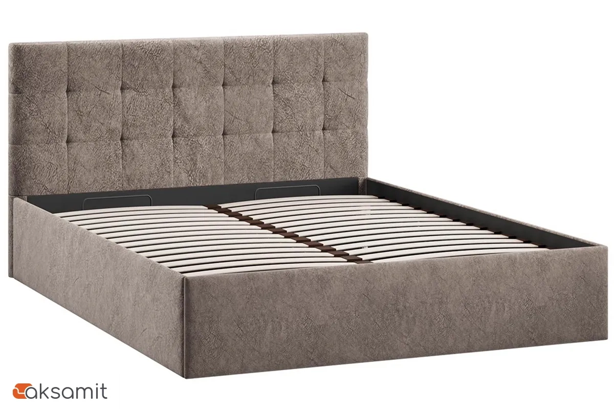 Кровать Джоли Тип 1 с ПМ и заглушиной 160х200 (Микровелюр / Wellmart Latte)