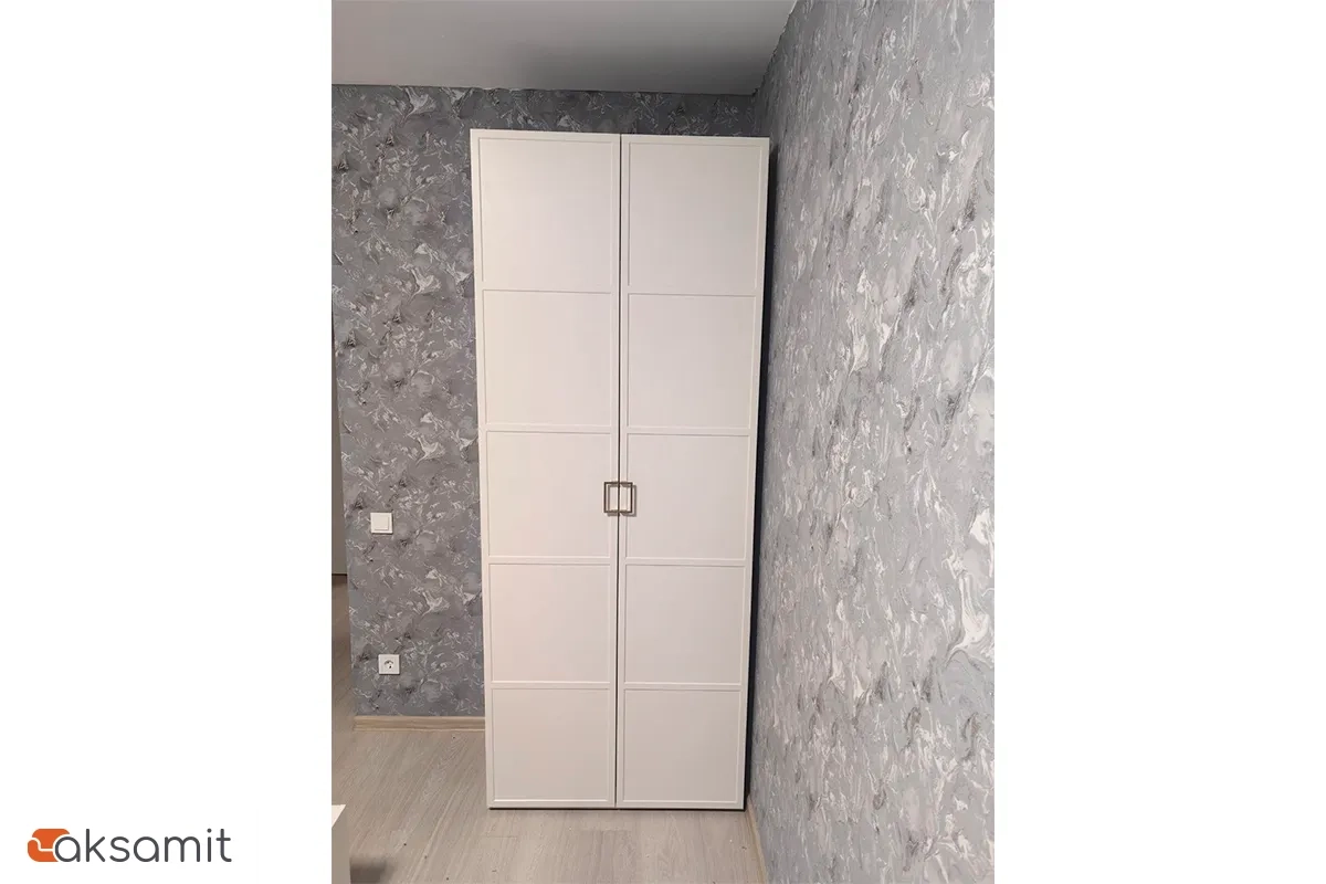 Шкаф для одежды Стелла (Белый Холст/Белый Жемчуг)