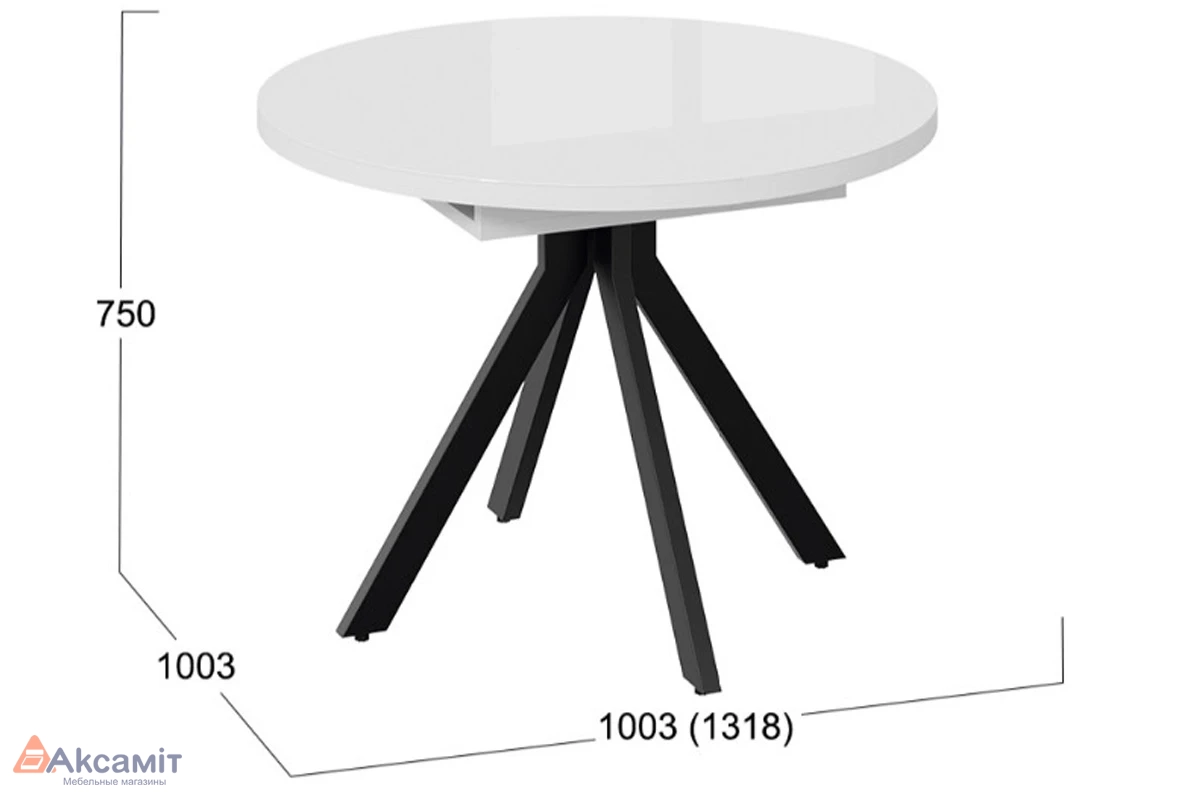 Стол обеденный раздвижной Стокгольм Тип 1 (Черный муар/Стекло глянцевое белое)