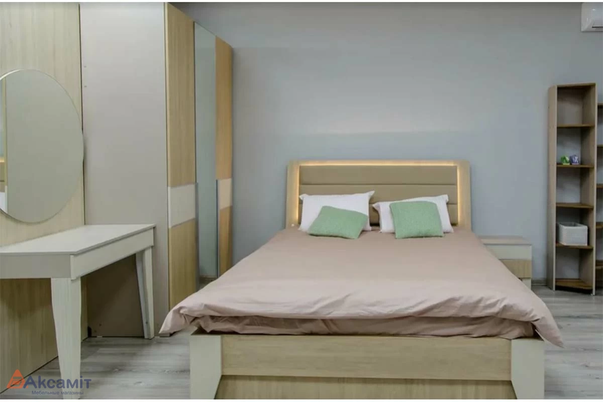 Кровать с подсветкой Беатрис с ПМ 160х200 (Палермо/Софт латте)