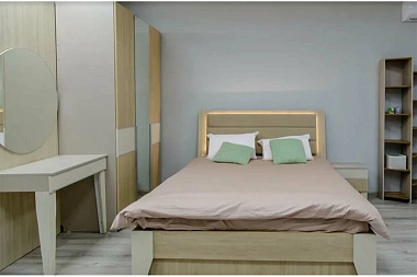 Кровать с подсветкой Беатрис с ПМ 160х200 (Палермо/Софт латте)
