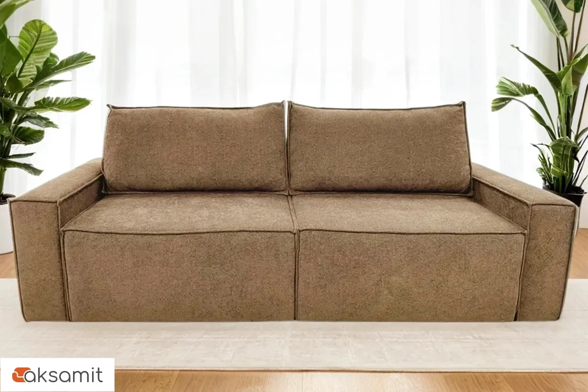 Диван Brick-3 S (Набивные подушки/Вывернутый) Гунин 2217-3 Коричнево-бежевый