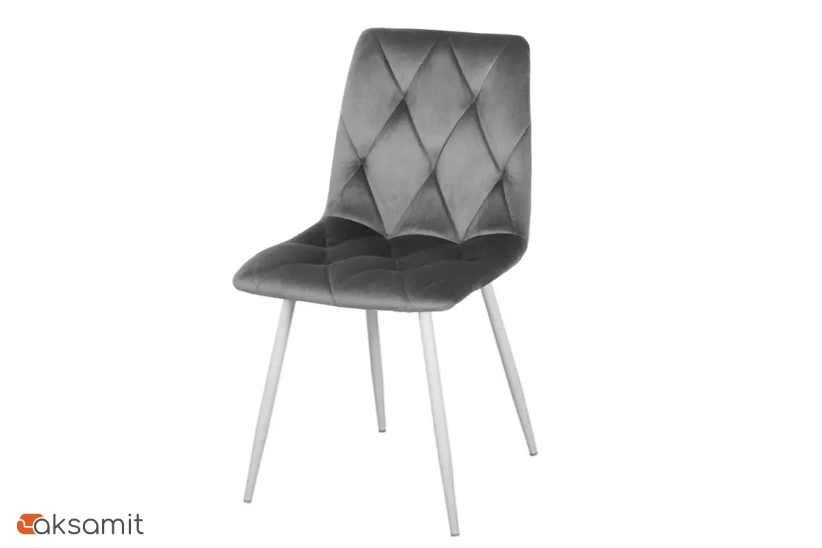 Стул Регги каркас Муар белый, велюр (Velluto 18 серый) СРП-066