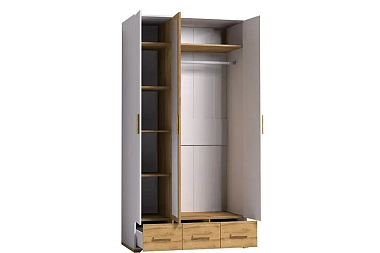 Шкаф для одежды и белья Айрис 444 (Белый/Дуб золотистый)
