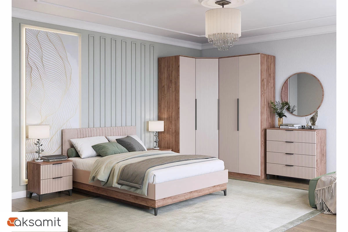 Шкаф угловой Тоскана (Дуб Табачный/Бисквит)