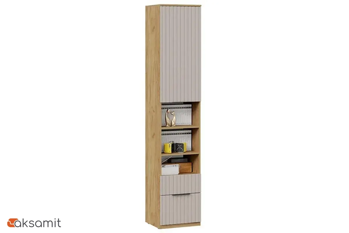 Шкаф комбинированный Хилтон с 1 дверью (2 ящика) Исп.2 (Дуб Крафт золотой / Мокко матовый)