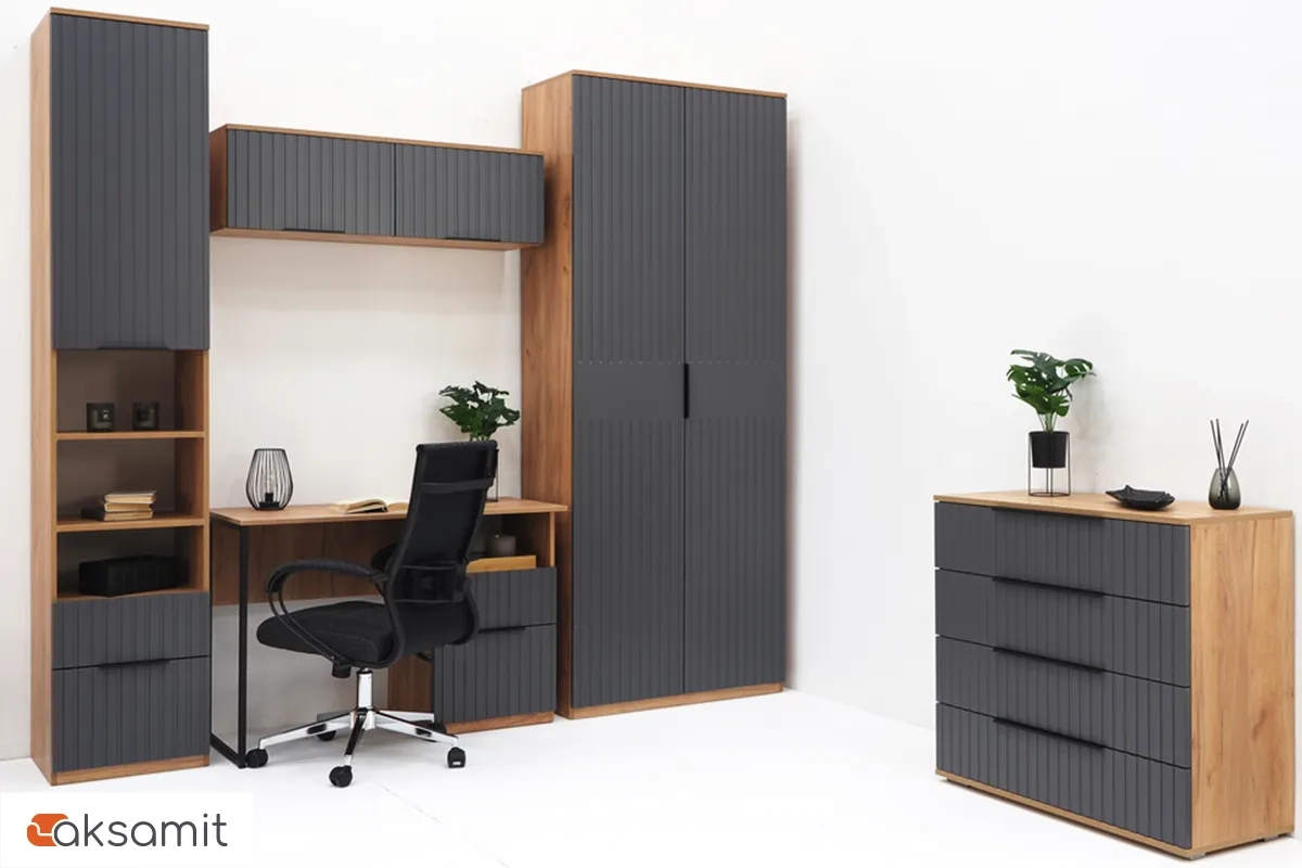 Стол письменный Хилтон Тип 1 (Дуб Крафт золотой/Графит матовый)